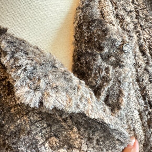 New Mystree Brown Faux Rabbit Fur Jacket - Picture 13 of 14
